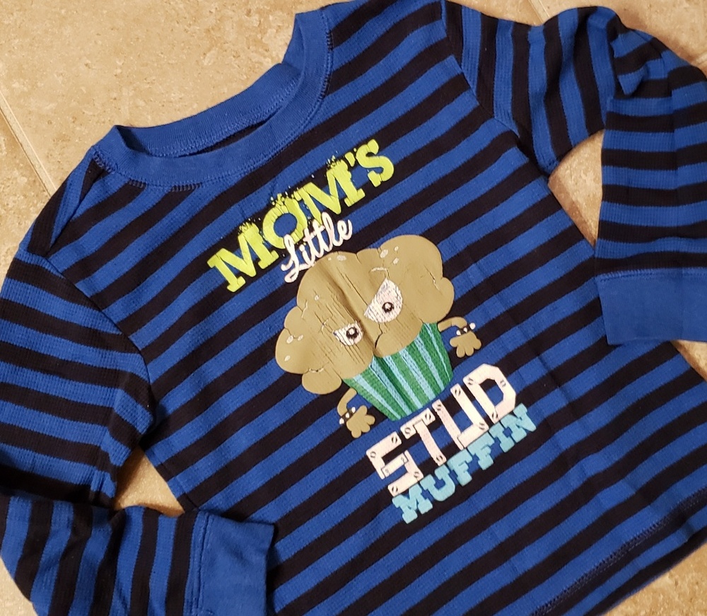 Toddler Boys Long Sleeve Graphic Striped Thermal